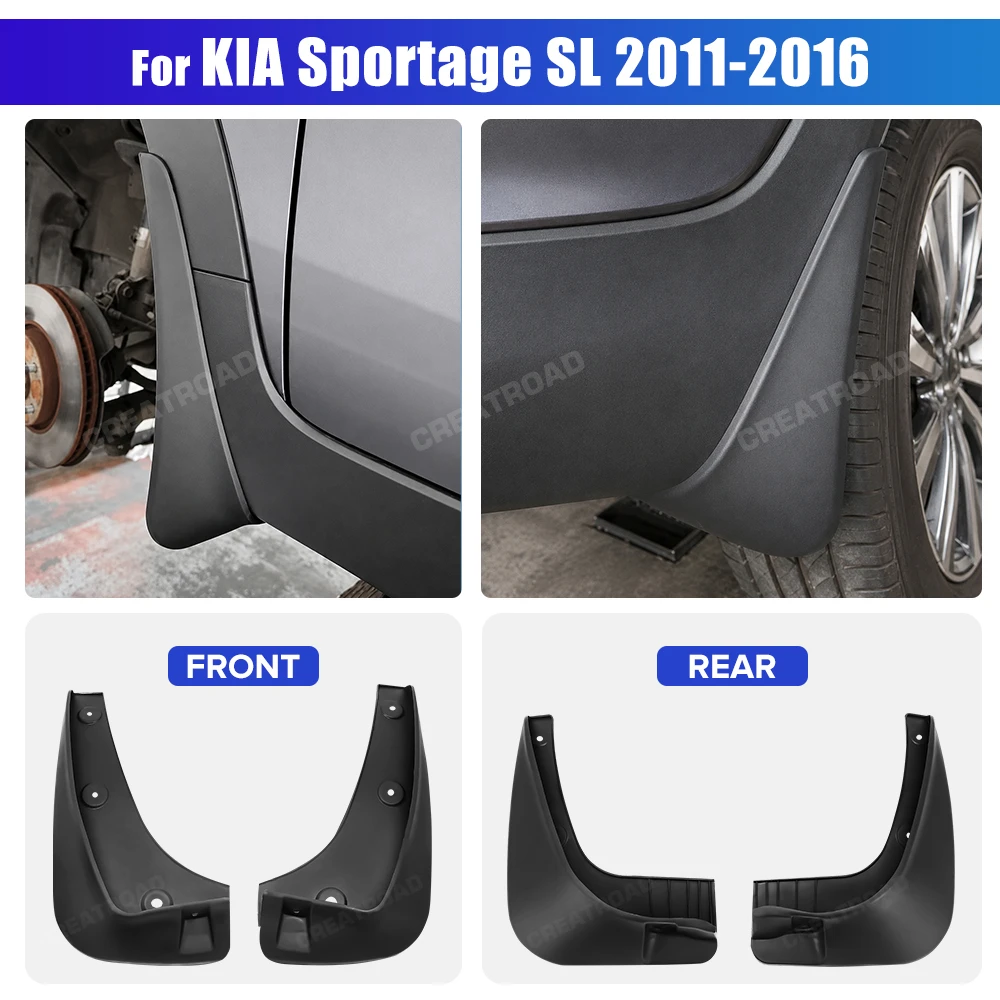 Custom Fit 4PCS Mud Flaps for KIA Sportage SL 2011 2012 2013 2014 2015 2016 No Drilling Splash Guards Car Fender Accessories