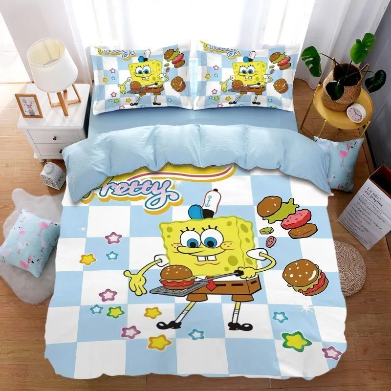 SpongeBob Duvet Cover SquarePants 3D Exquisite Cartoon Patrick Digital Printing Bedding Set Comforter Bed Youth Home Decor Kids