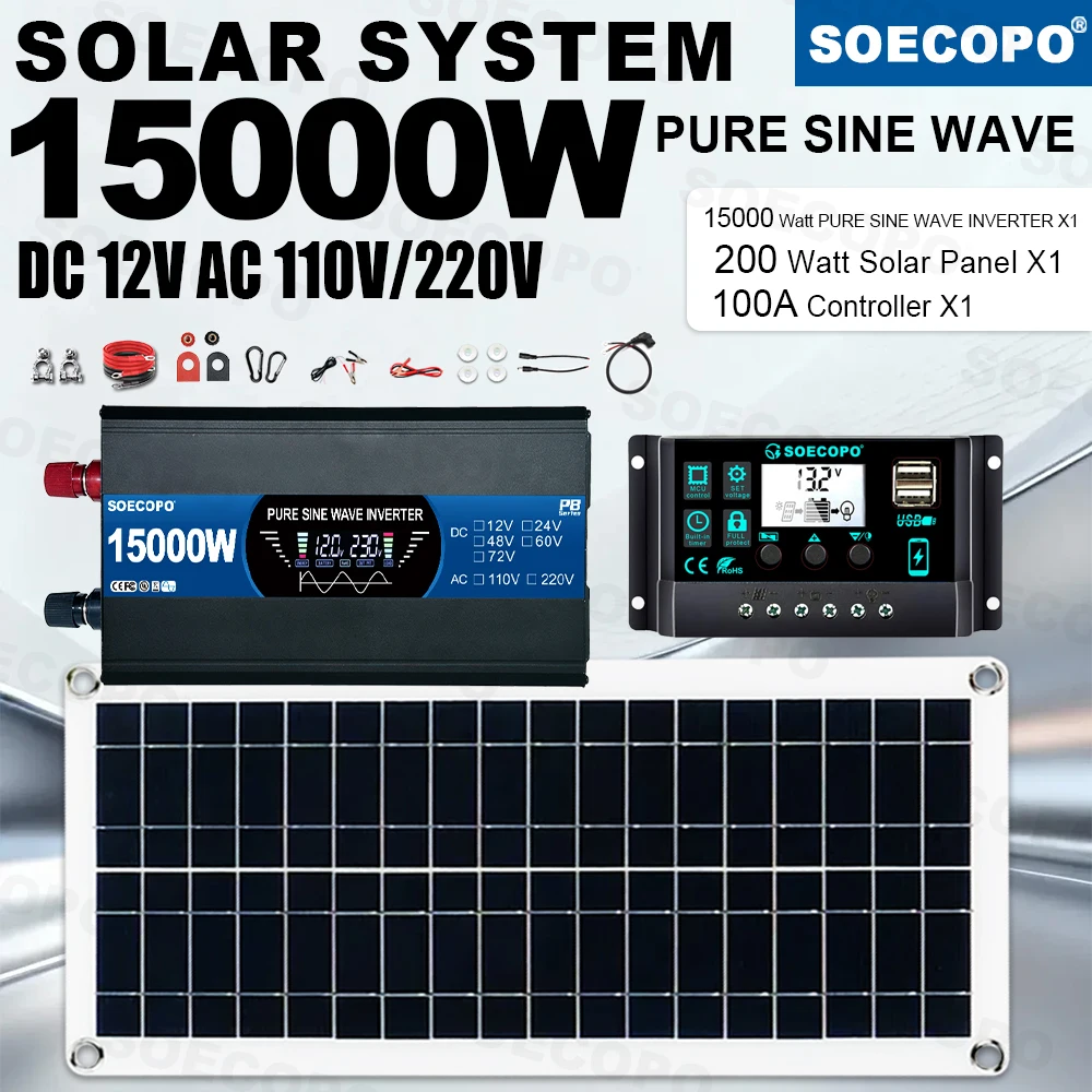 Solar Panel 200W - 15000W Clean Power Solar System Kit