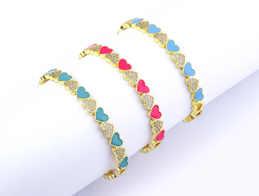 Nidin Trendy 5 Farben Geöffnete Armbänder für Frauen Gold Überzogene Herz Romantische Liebe Schmuck Zubehör Emaille Verstellbare Armband Geschenk – Detail 3