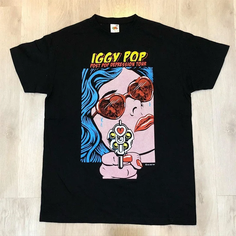 Iggy Pop Short Sleeve T-shirt Male Punk Godfather Stooges Fashion Brand Printed Half Sleeve Men and Women of The Same Model 2024