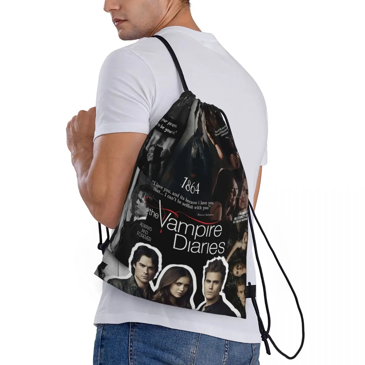 

The Vampire Diaries Backpacks Portable Drawstring Bags Sports Bag Book Bags for Man Woman Students