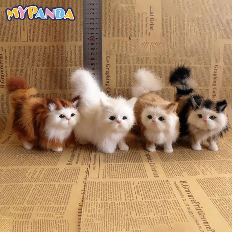 

1pc Cute Fake Cat Realist Animals Simulation Plush Toys Soft Stuffed Kitten Model For Kids Girls Birthday Valentine's Day Gift