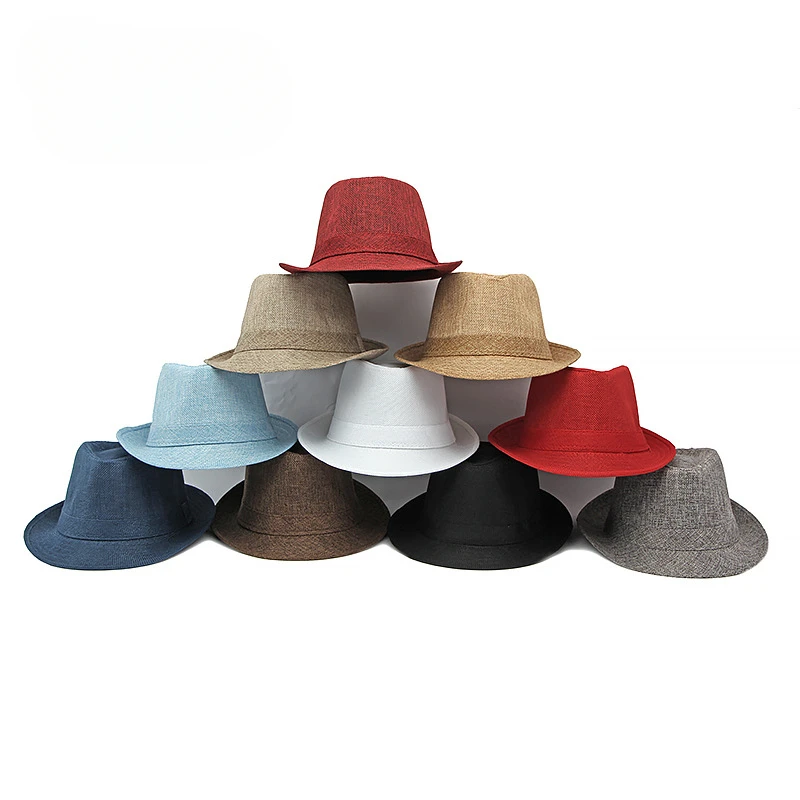 Middle-aged Spring and Summer Outdoor Sun Protection Hat Beach Top Hat Female Casual Retro Jazz Linen Hat  Fedoras for Man Party