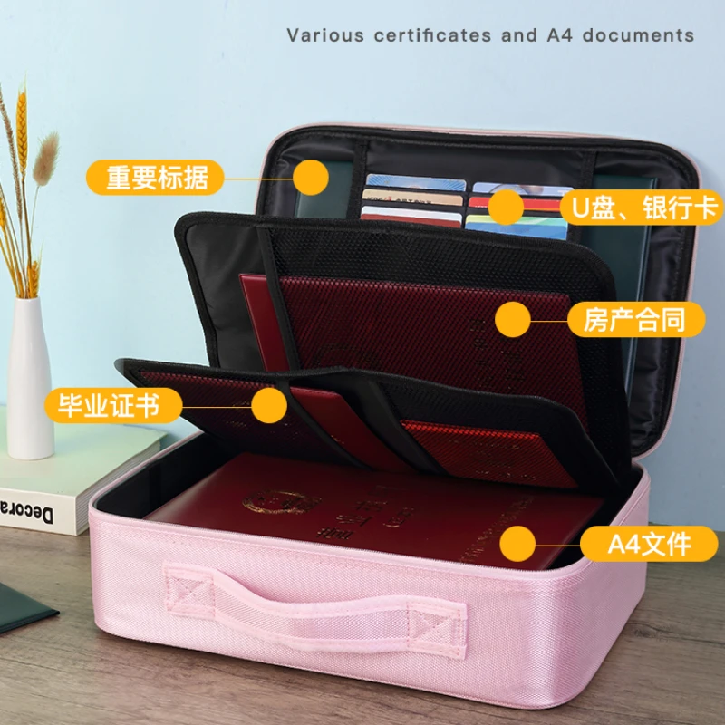 Portable document bag, large-capacity family certificate, document box, storage and home use