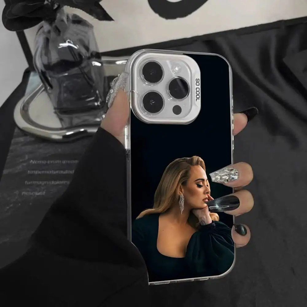 حافظة هاتف سنجر A-Adele لهاتف آيفون 16,15,14,13,12,11,Pro,XS,Max,Plus,Mini,SE غطاء مقاوم للصدمات من الحلوى البيضاء غير اللامعة