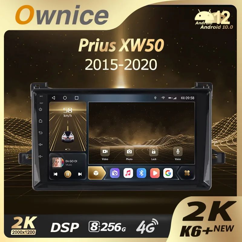 

Ownice K6+ 2K для Toyota Prius XW50 2015-2020 Автомобильный радиоприемник Мультимедийный видеоплеер Навигационный стерео GPS Android 12 Инфорационный