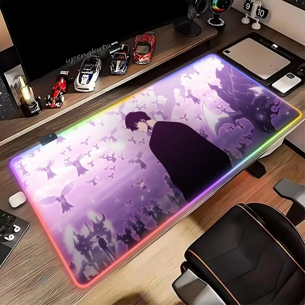 

Single player leveling Mouse Pad RGB HD XXL Cute Mouse Pad Keyboard Mousepad PC Large Table Pad Gaming Laptop LED Desk Mat
