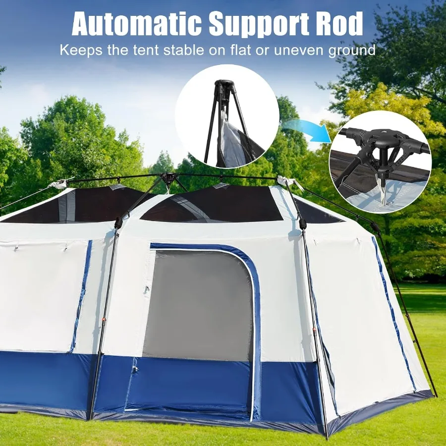 Instant Cabin Tent 4/8 Person Family Large Camping Tent with 60s Easy Setup Rainfly Waterproof Design Portable with Carry Bag f