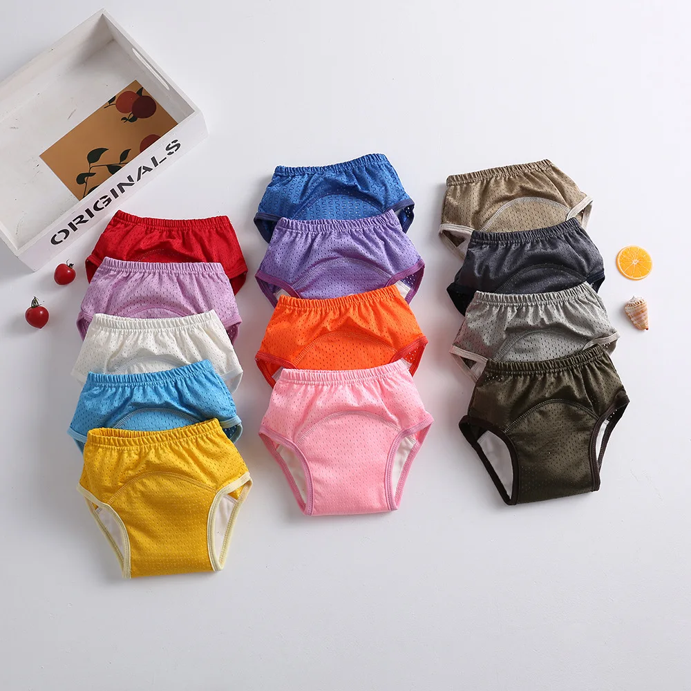 New Mesh Baby Waterproof Training Pants Summer Solid Baby Diaper Infant Shorts Nappies Panties Nappy Changing Underwear Cloth