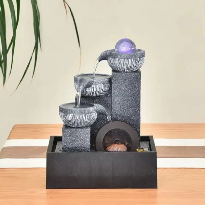 Small water wheel rotary fountain humidifier Living room home tabletop set circulating water decoration