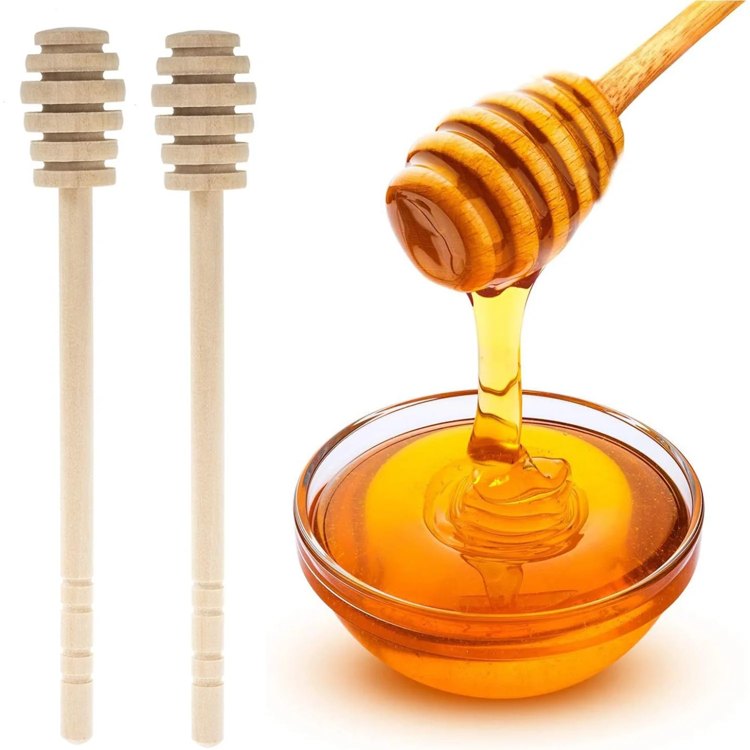 Wooden Honey Dipper Stick for Honey Jar Dispense Drizzle Honey,2 Pcs 6. Inch / 16cm Honey Dippers Sticks-Honeycomb Stick-Wooden 