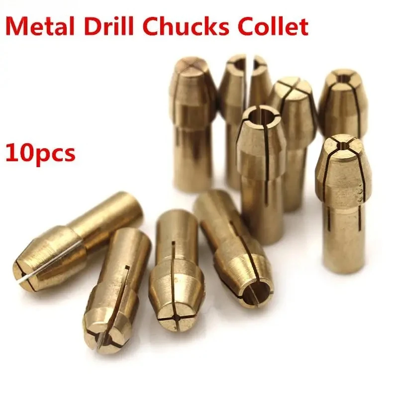 

10PCS Brass Drill Chuck Collet Set 0.5-3.2mm with Nut for Dremel Rotary Tool Accessories, 4.8mm Shank Mini Copper Adapter Holder