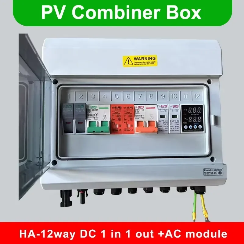 DC1000V 1-in-1 PV Distribution Box with AC Solar Circuit Breaker and Fuse IP65 Rated for Solar Panel Systems