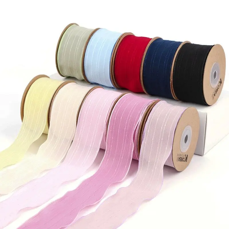 9 Yards 25MM 40MM Chiffon Stripe Ribbon DIY Handmade Material Headwear Bows Clothing Sewing Accessories Home Decoration