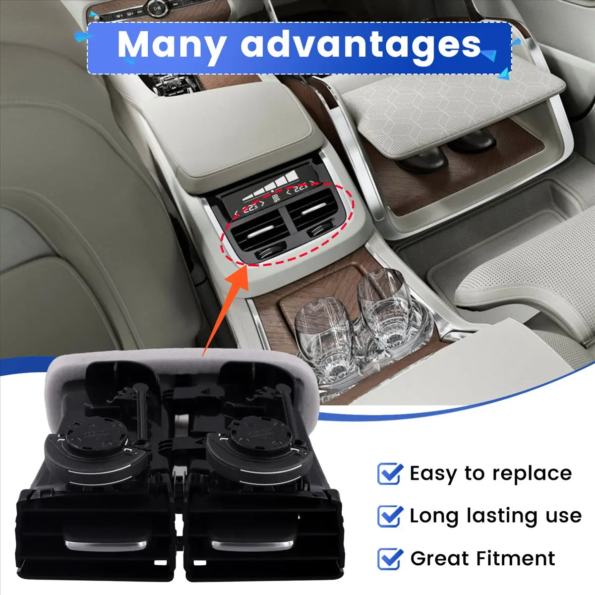 #65H (Black)31365121 Car Rear Air Conditioning Vent for Volvo XC90 V90 V60 S60,Automotive Parts & Accessories