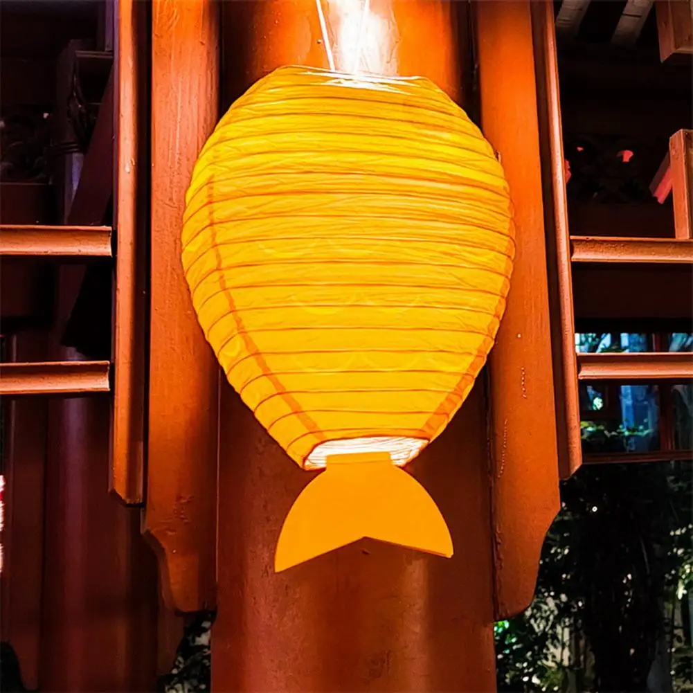 Innovative Hanging Lantern Stable Structure Cartoon Design Handmade Fish Paper Lantern Create Atmospheres