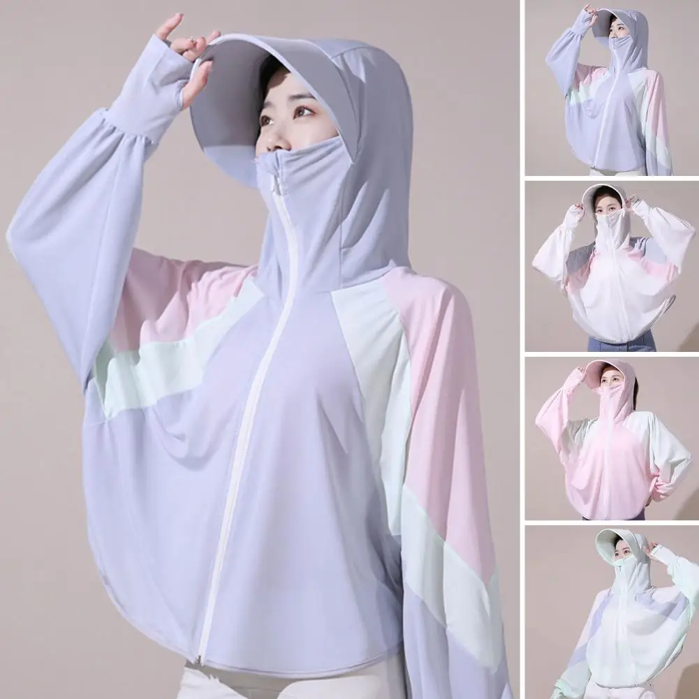 Ultradünne Sonnenschutzjacke Damen Radfahren Angelmantel Outdoor Sport UPF 50+ UV Sonne Hoodie Shirts Eisseide Sommer 4XL