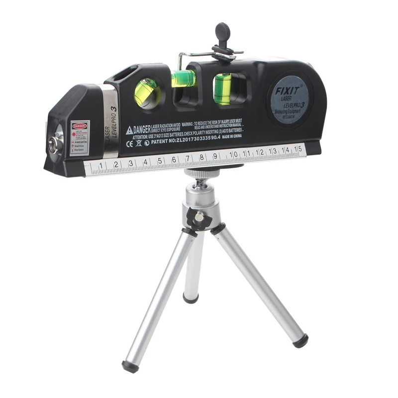 1pcs Laser Level Line Tool Multipurpose Laser Level Kit Standard Cross Line Lase Measure Tape Ruler With Metal Tripod Stand