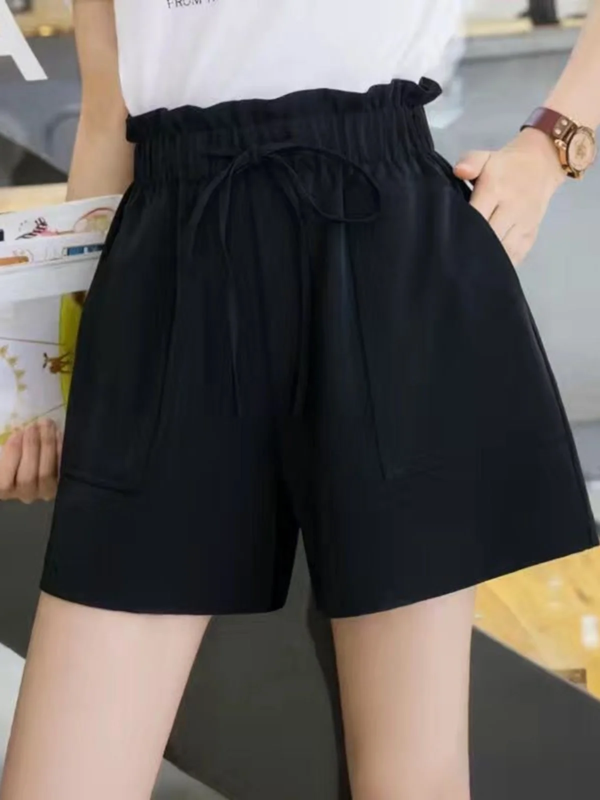 Faionable ارتفاع الخصر الرياضة عارضة المرأة orts الصيف واسعة الساق فضفاضة زائد حجم السراويل الساخنة تنوعا التخسيس ألياف البوليستر