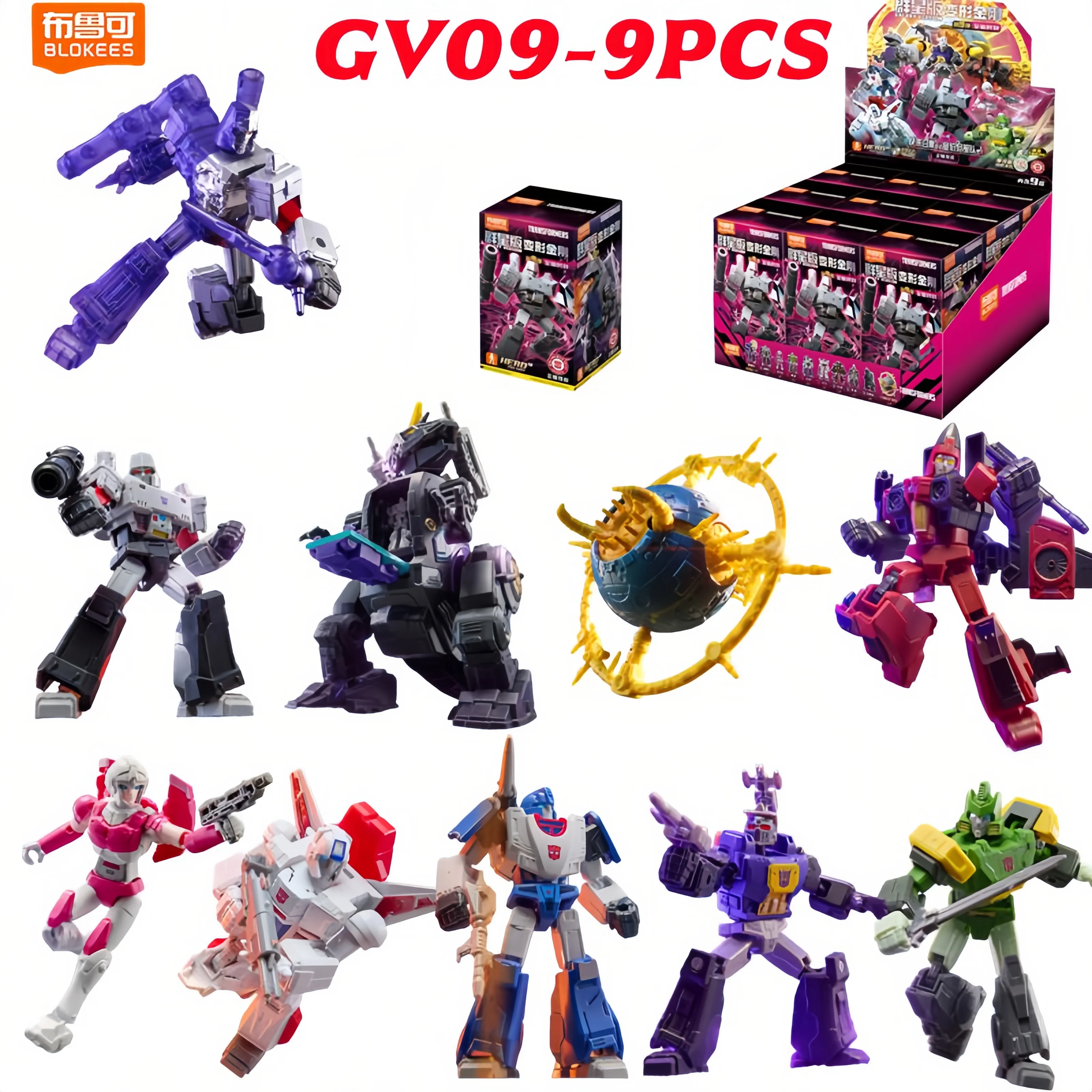 

BLOKEES Трансформеры 9 шт. Optimus Prime Megatron Arcee Jetfire Unicron Shockwave Sludge Фигурка слепая коробка игрушка в подарок