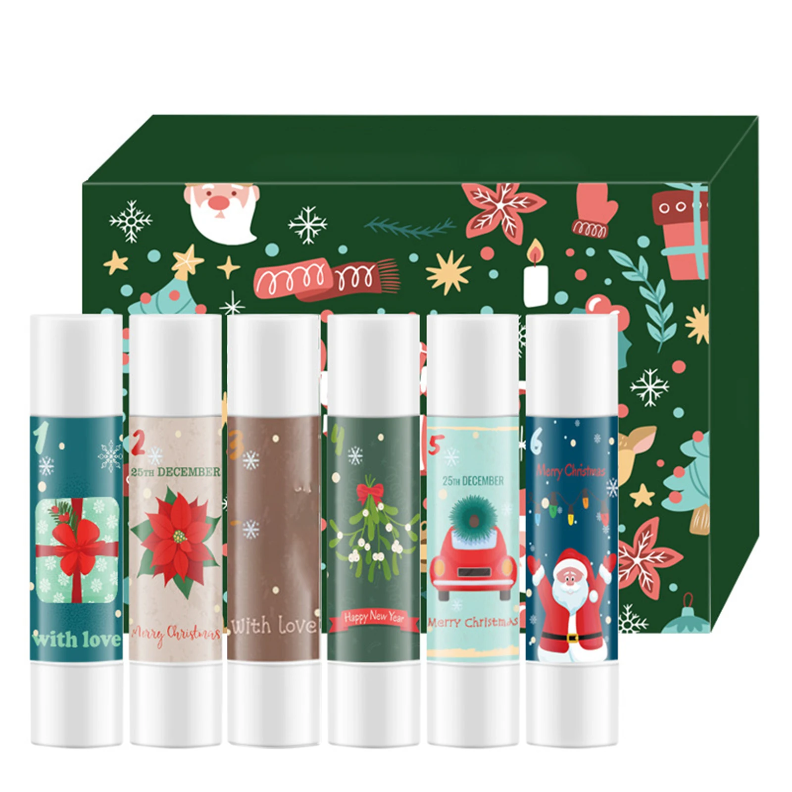 Bálsamo labial navideño, juego de regalo, sabores de frutas, bálsamo labial hidratante para labios secos y agrietados con embalaje exquisito, cuidado de labios para hombres y mujeres