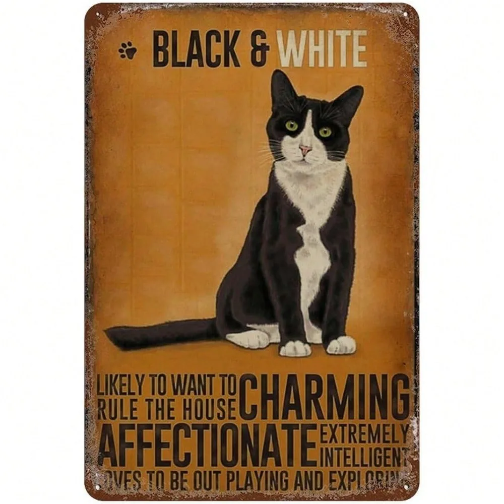 

Vintage Tuxedo Cat Tin Metal Sign Wall Art, Funny Retro Pet Lover Decor for Home Bar Cafe - Perfect Ramadan Decoration 2026 & Ar