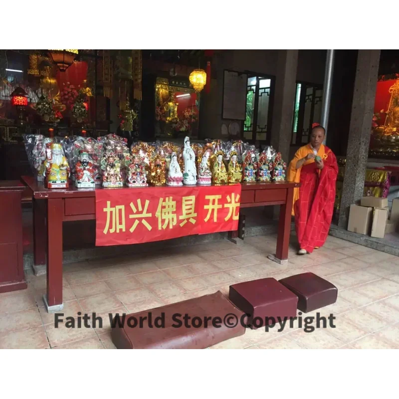 

40CM Large Asia home altar shop Worship high grade jade gilding COLOR GUAN YIN PU SA BUDDHA statue family Effective protection