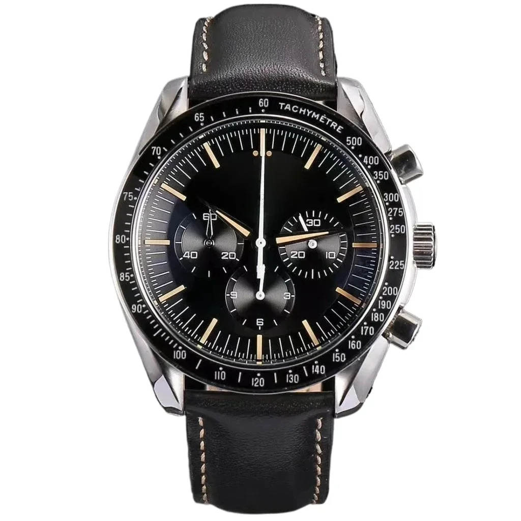 الرجال الفاخرة التلقائية الساعات الميكانيكية الفولاذ المقاوم للصدأ ووتش الأسود السيراميك الحافة حزام من الجلد الياقوت ساعة اليد حسب الطلب #2