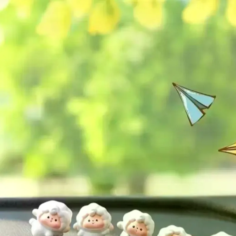 1/6 PCS Adorable Sheep Car Dashboard Decor Cute Lamb Figurine Auto Center Console Accessory For Women Car Enthusiasts
