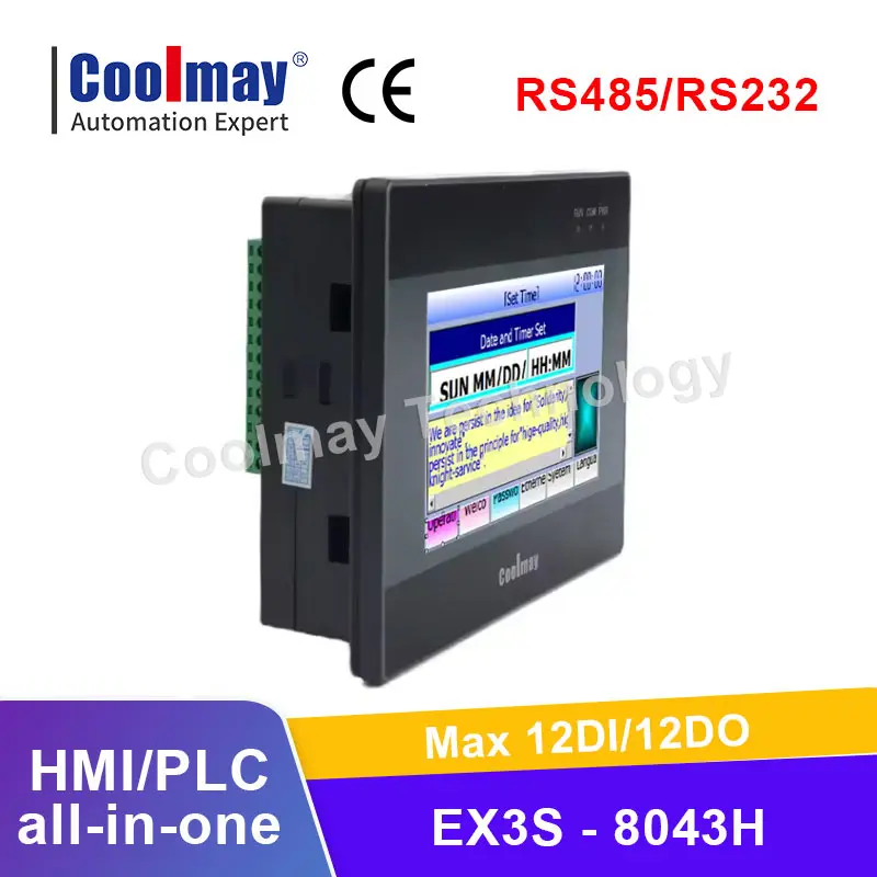 Coolmay حديثا 7 بوصة HMI PLC كومبو يدعم 24DI 20DO ومحرك سيرفو عالي السرعة للتحكم في النبض مختلط نقاط تناظرية مختلفة