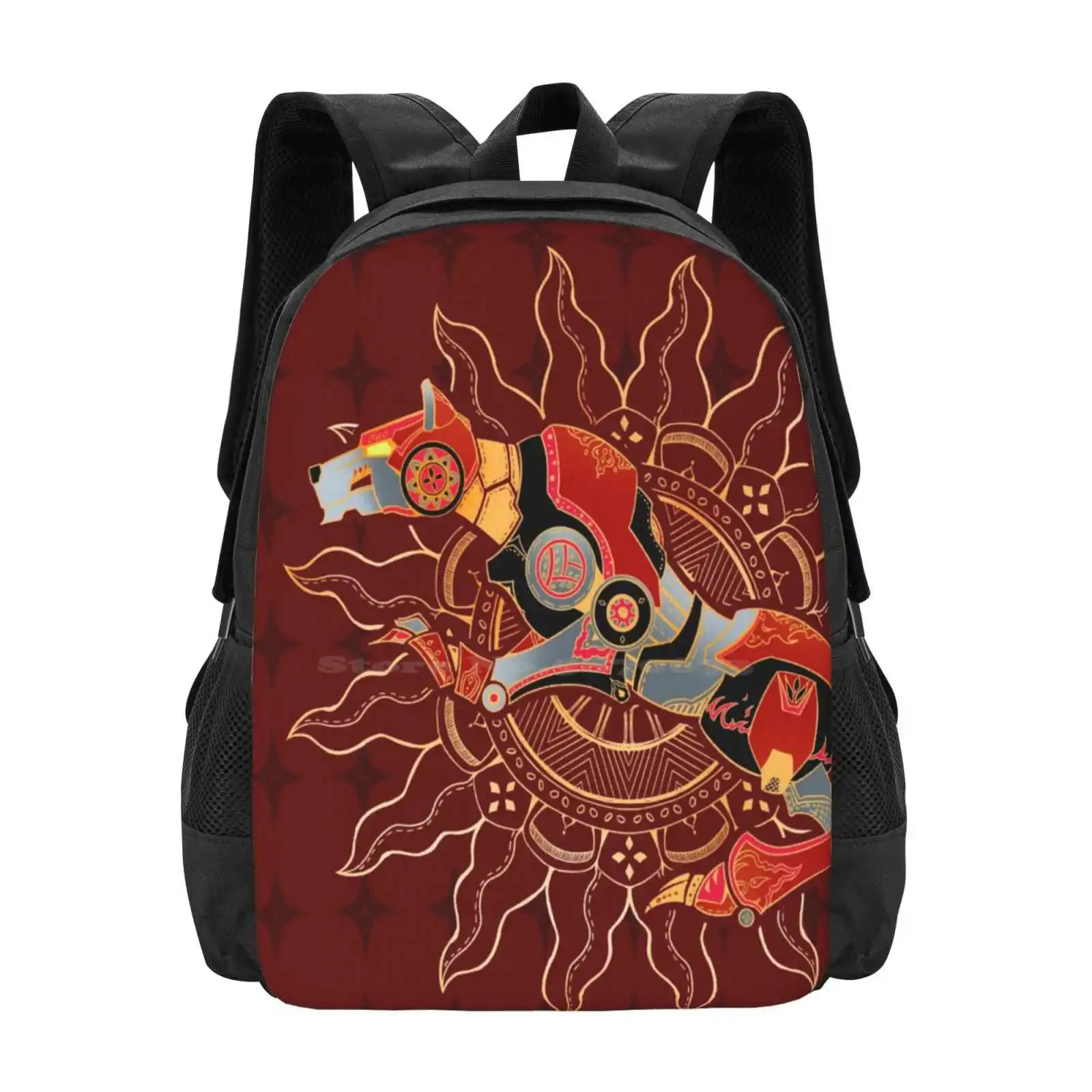 Red Lion Batik Hot Sale Schoolbag Backpack Fashion Bags Keith Kogane Voltron Legendary Red Lion Big Cat Batik Pattern Indonesia