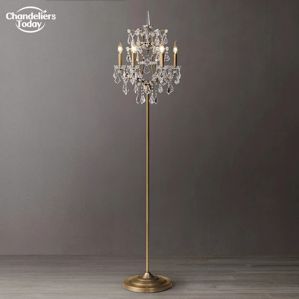 Moderne 19. C. Rokoko Eisen & Kristall Stehlampe Factory Outlet Retro Rauch Kristall LED Nachttisch Stehleuchte Home Decor