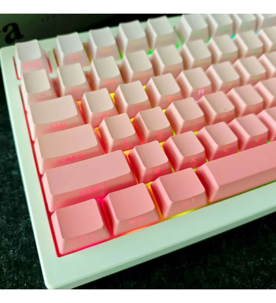 Gradual change powder mechanical keyboard keycap side engraving light transmission gradual change adaptation 68 keys 87 keys