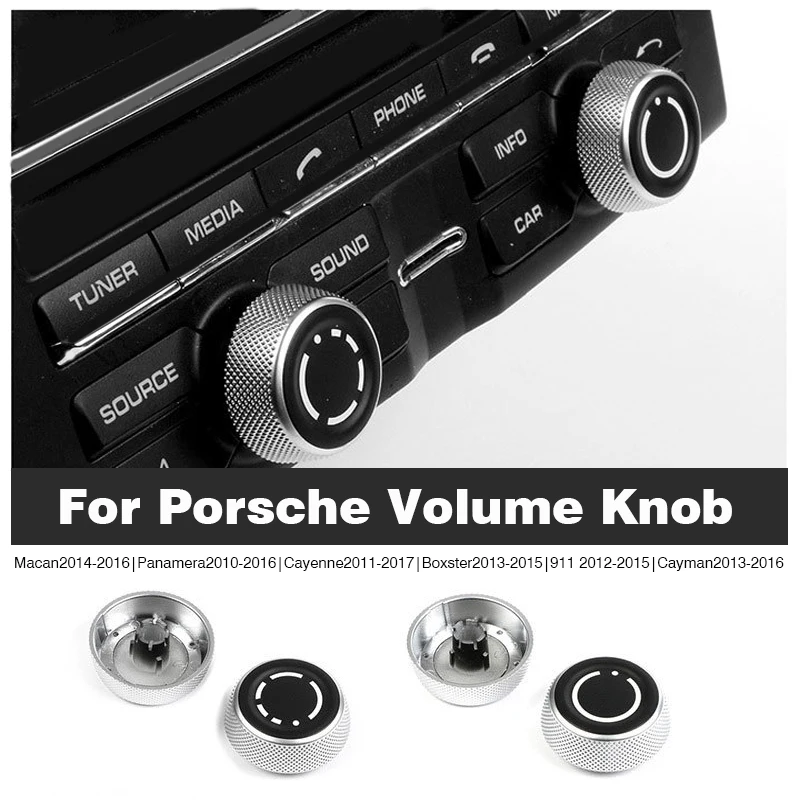 For Porsche Cayenne Panamera Macan 911 718 Boxster Cayman Car Audio Volume Radio Knob Cover CD Multi-Media Control Switch Button