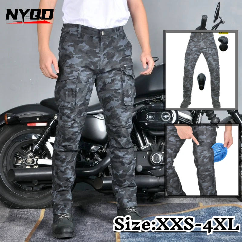 

Men's Motorcycle Riding Pants Casual Camo Cargo Pants Breathable Wear Resistant Anti-Fall Motocross Off-Road Biker Trousers