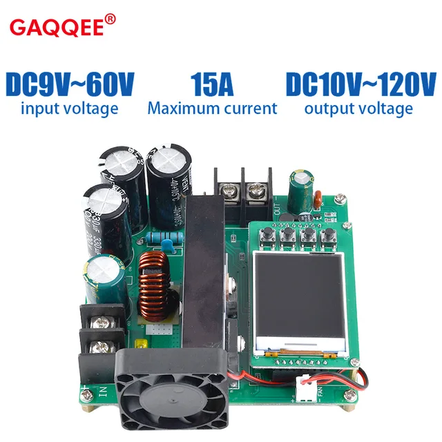 900W 15A konwerter doładowania DC-DC 9V ~ 60V do 10V-120V kontrola wyświetlacza LCD moduł podwyższający wysoki precyzyjny regulator transformatora napięcia