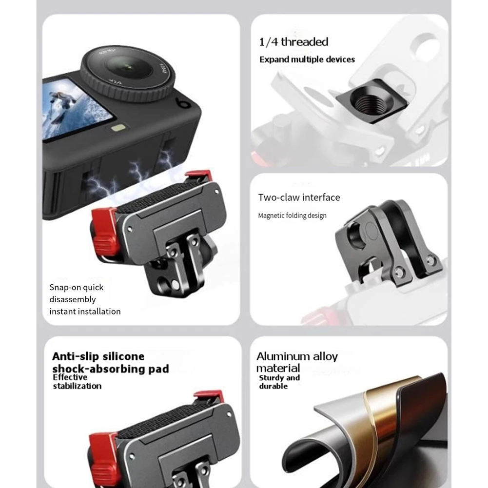 360° Magnetic Quick Release Adapter Rotatable 2-Prong Mount Base for Action6/ Nano, Camera Accessory