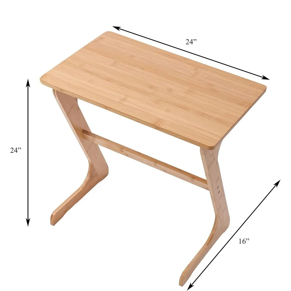 Multi-Functional Bamboo Laptop Table Bedside Side Table TV Tray Z-Frame Design Durable Snack Desk Home Use