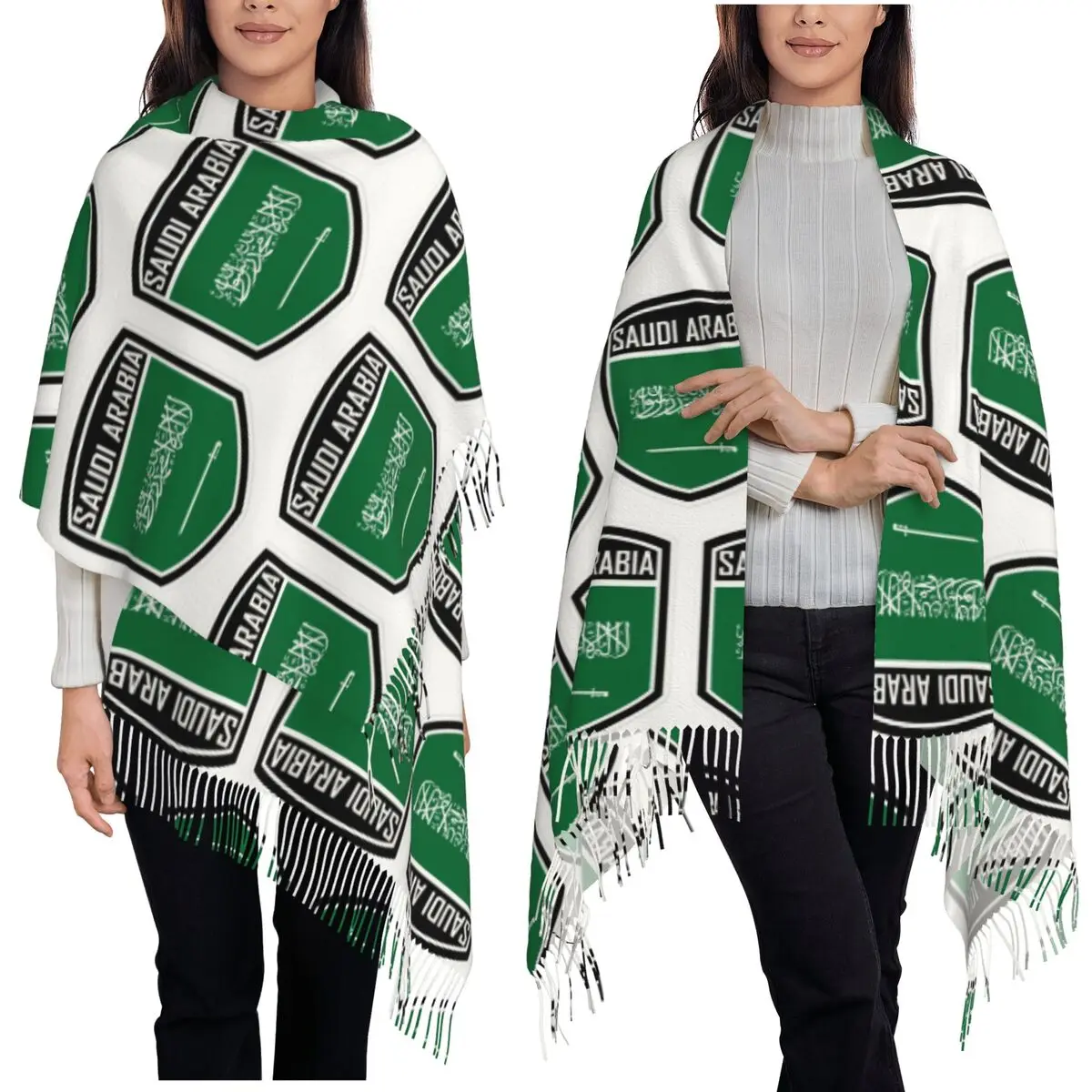 

Kingdom Of Saudi Arabia Scarf Tassel Scarves for Women Soft Warm Shawls and Wraps Large Fall Winter Shawl Wrap