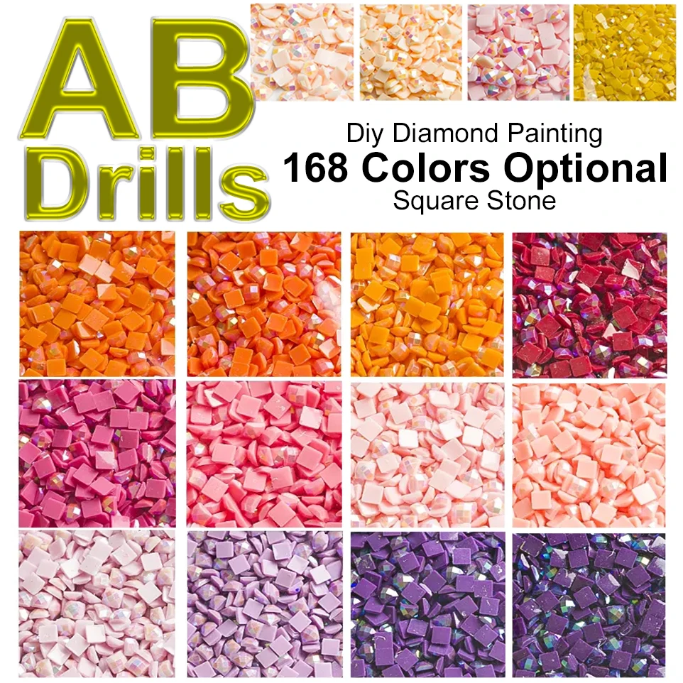 AB Square Stone Drills DIY Diamond Painting Embroidery Rhinestones Wholesale Mosaic 168 Color Shinning Jewelry Needlework 2.5mm
