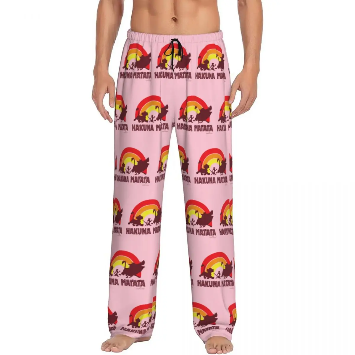 Custom Print Lion King Hakuna Matata Rainbow Pajama Pants Men Simba Hakuna Matata Sleep Sleepwear Bottoms with Pockets