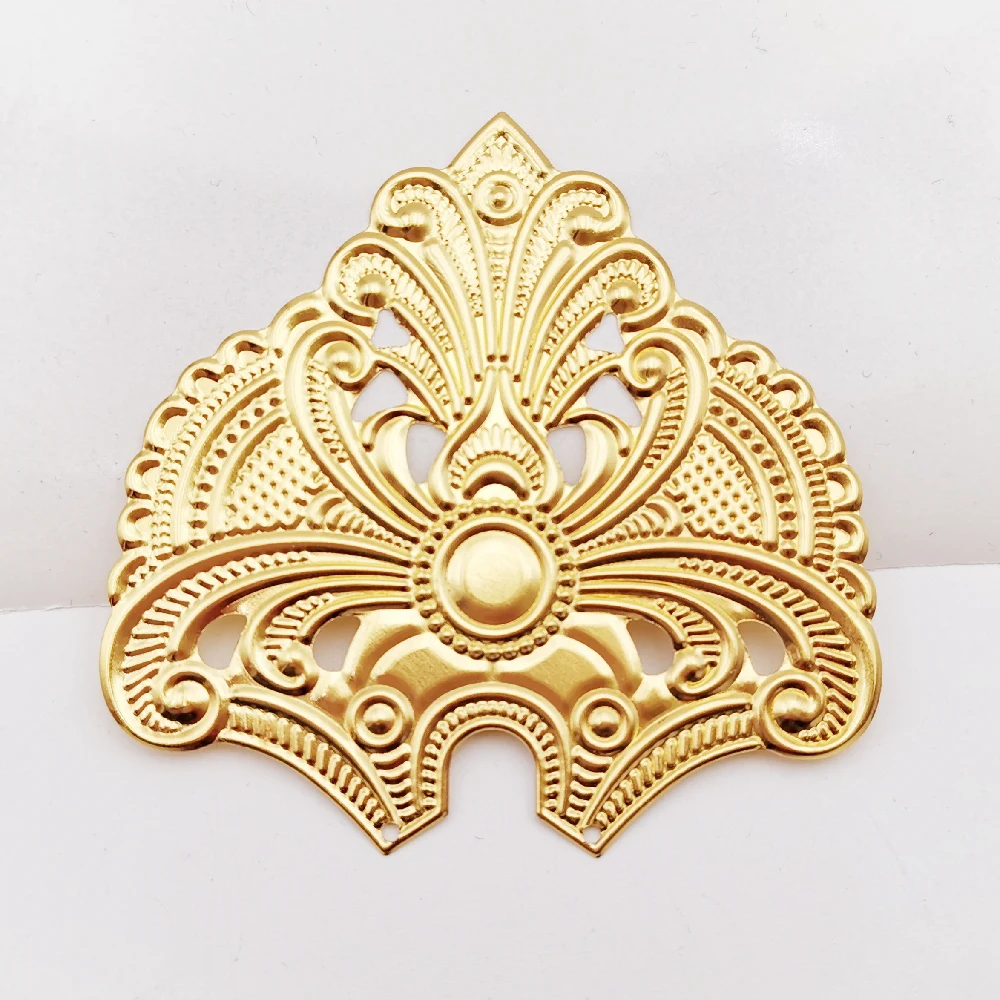 

10 PCS Gold Color Metal Filigree Flower Slice Crown Charms Base Setting DIY Jewelry Making Components Findingsndings