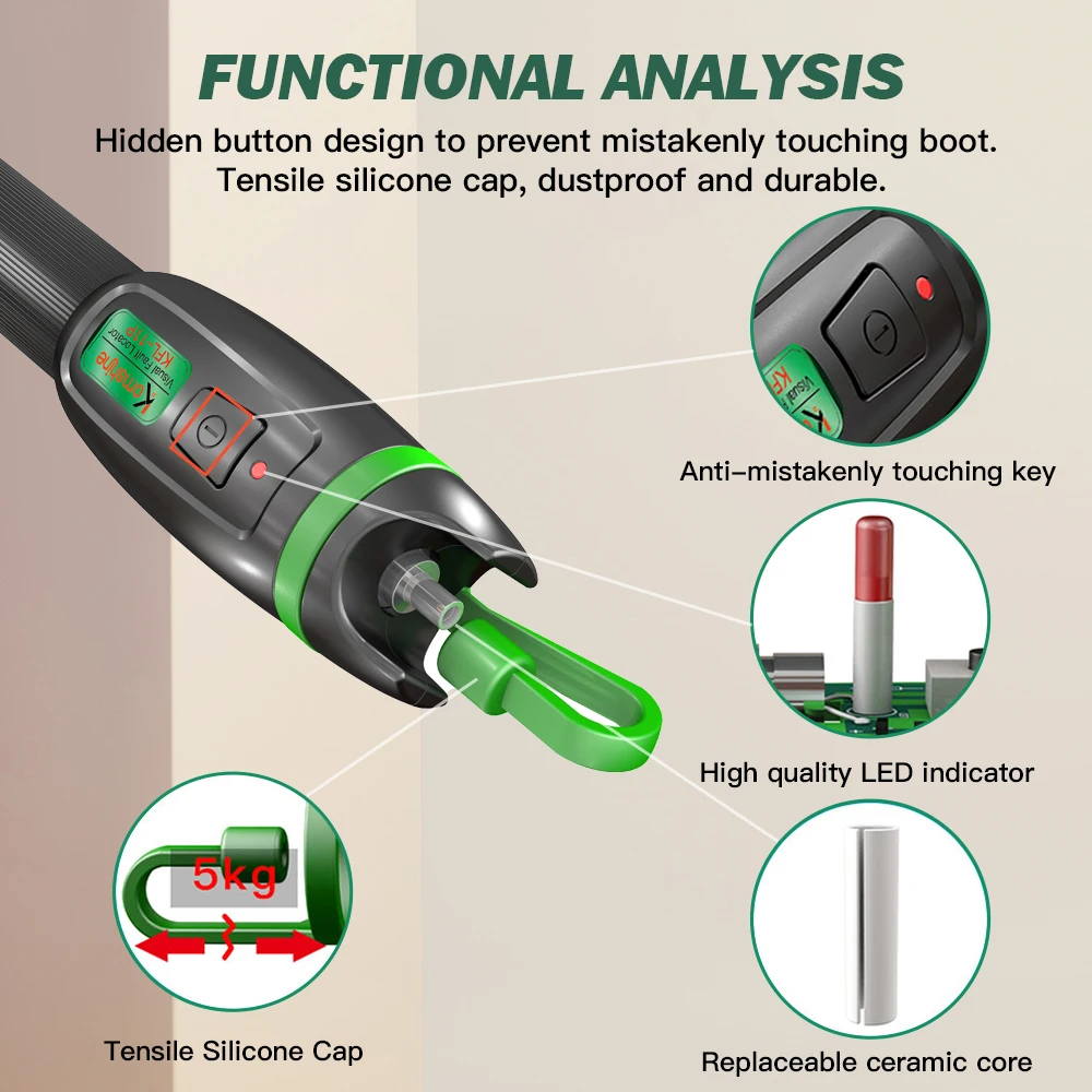 Fiber Optic Mini Power Meter KPM-11M (-70~+6dB) With LED Light+Pen Type Visual Fault Locator KFL-11P 10/20/30mw