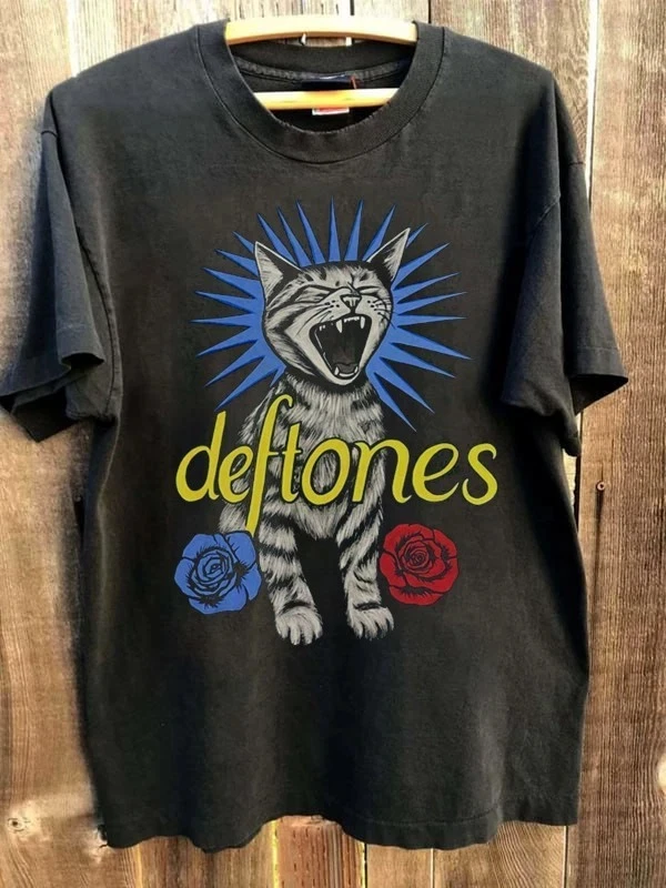 

Plus Size Summer Women's Vintage Deftones T-Shirt Unisex Cotton Breathable Stylish Versatile Street Style Oversized