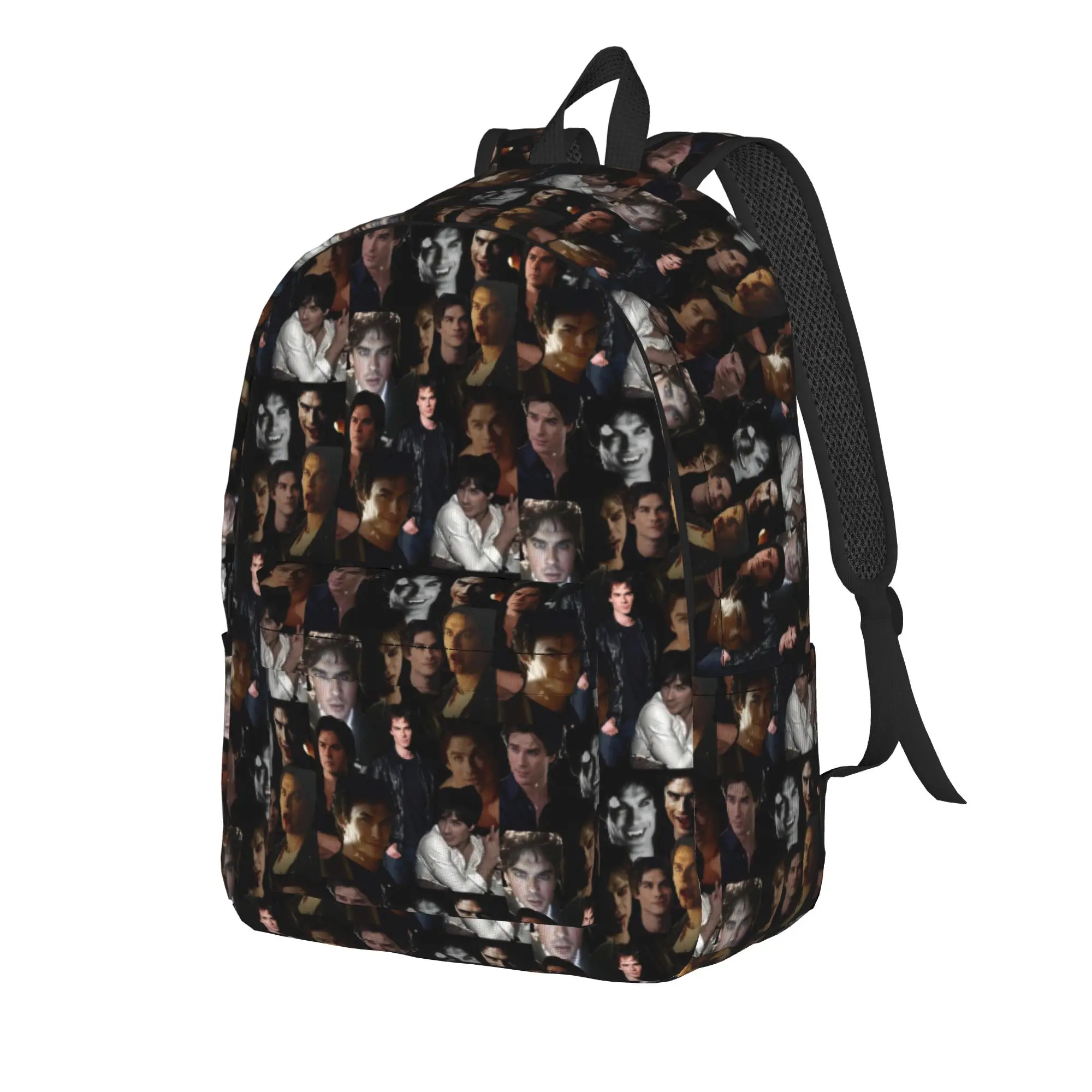 The Vampire Diaries Resuable Movie Backpack Damon Salvatore Student Polyester Camping Backpacks Pattern School Bags Rucksack