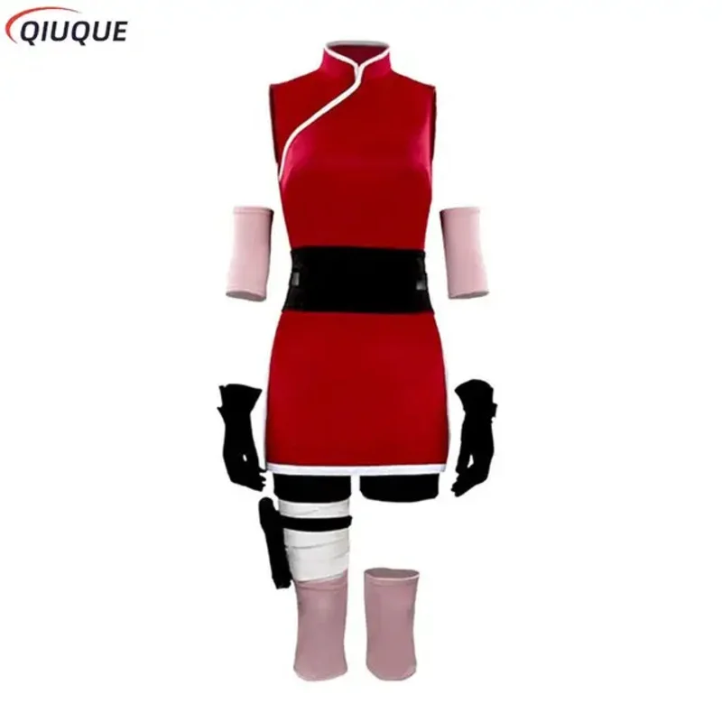 Kostium Cosplay Haruno Sakura 2025 Peruka Damska Dziewczęca Spódnica Strój Ninja Anime Halloween Karnawał ★ ★ ★ hh