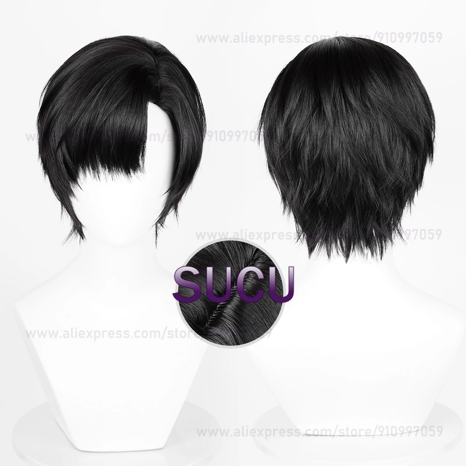 Zayne Wig Cosplay Love And Deepspace 30cm rambut palsu sintetis tahan panas pendek hitam Wig pesta Halloween + topi Wig