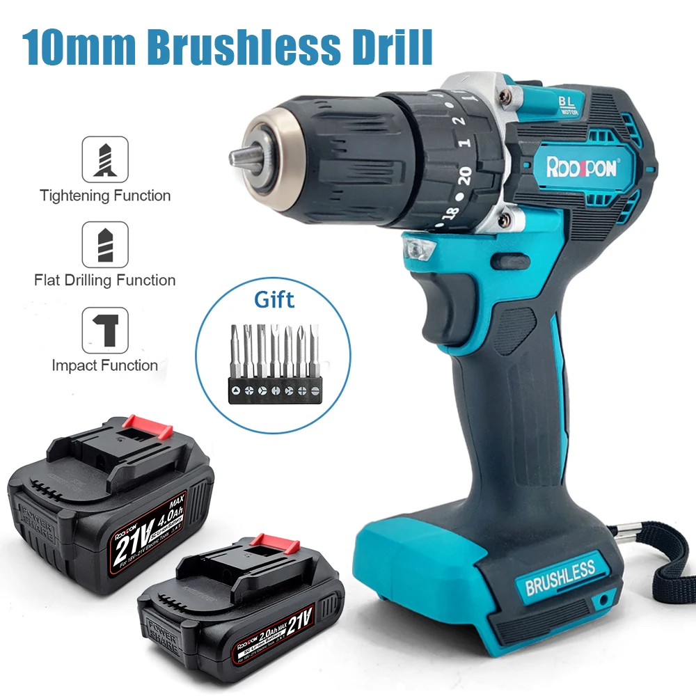 3 In 1 Brushless Electric Hammer Drill Electric Screwdriver 10mm 20+2 Torque Cordless Impact Drill for Makita Battery