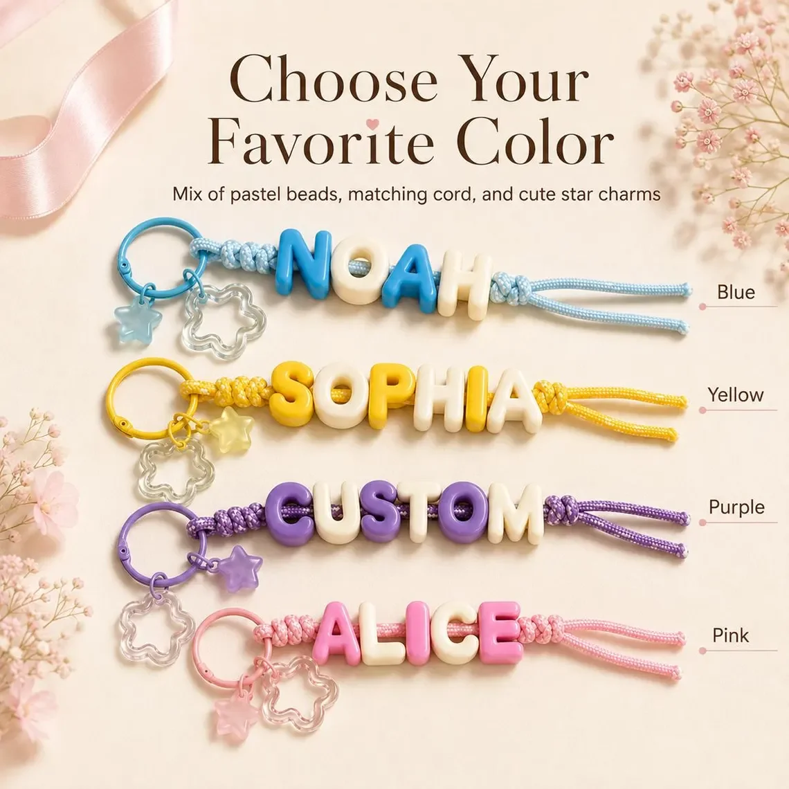 Personalized Name Keychain Custom Acrylic Letter Charm Cute Backpack Bag Tag Custom Gift for Girls Kids Birthday School Gift